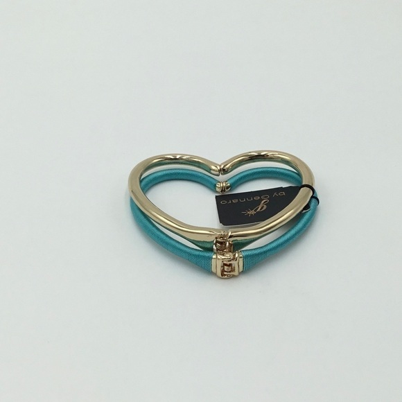 Faux Gold/Turquoise Two Heart Bracelet NWT - Picture 1 of 7